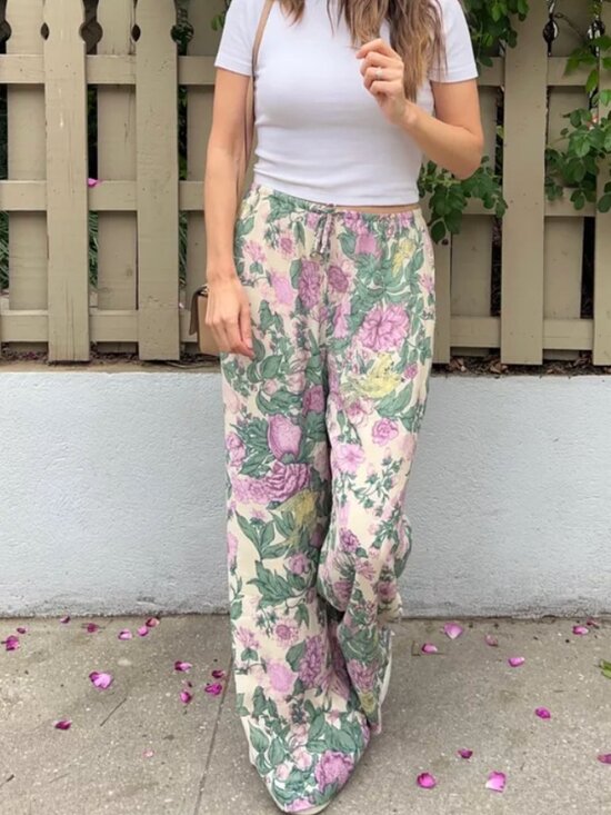 Abercrombie & Fitch Pants - Abercrombie & Fitch Crinkle Palazzo Floral Pull-On Pant